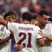FIFA WORLD CUP 2026 :  FRANCE VS SPAIN – 14/07/2026  (PHOTO – MIKEL OYARZABEL AND SPAIN CELEBRATE)