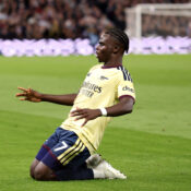 PREMIER LEAGUE : ASTON VILLA VS ARSENAL – 31/08/2026  (PHOTO – BUKAYO SAKA CELEBRATES)