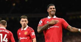 Football – Premiere League Highlights From 18th & 19th February 2023  (Photo Marcus Rashford Celebrates)