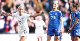 The Lionesses vs Italy – 19/02/2023  (Photo Rachel Daly Celebrating)