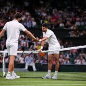 VIEW MORE SUPER-DUPER TENNIS FROM WIMBLEDON 2023  (PHOTO – HUBERT HURKACZ & NOVAK DJOKOVIC SHAKING HANDS)