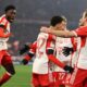 GERMAN BUNDESLIGA : BAYERN MUNICH VS HOFFENHEIM – 12/01/2024  (PHOTO – HARRY KANE, JAMAL MUSIALA AND BAYERN MUNICH CELEBRATE)