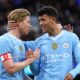 FA CUP : 07/01/2024  (PHOTO – KEVIN DE BRUYNE IS CONGRATULATED BY MATHEUS NUNES AFTER SETTING UP A GOAL FOR JEREMY DOKU)