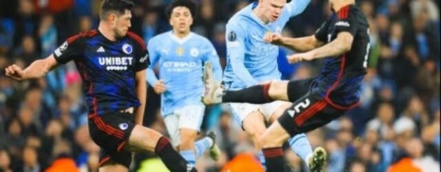 CHAMPIONS LEAGUE – 06/03/2024  (PHOTO – ERLING HAALAND SCORES FOR MAN CITY VS COPENHAGEN)