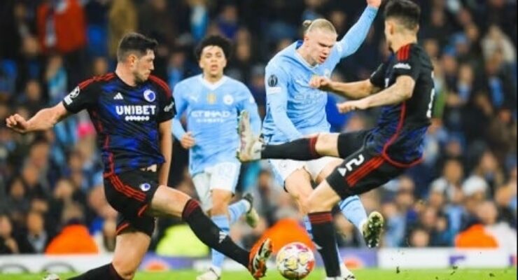CHAMPIONS LEAGUE – 06/03/2024  (PHOTO – ERLING HAALAND SCORES FOR MAN CITY VS COPENHAGEN)