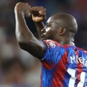 CARABAO CUP – 27/08/2024  (PHOTO – JEAN-PHILIPPE MATETA CELEBRATES SCORING A BRACE FOR CRYSTAL PALACE!)