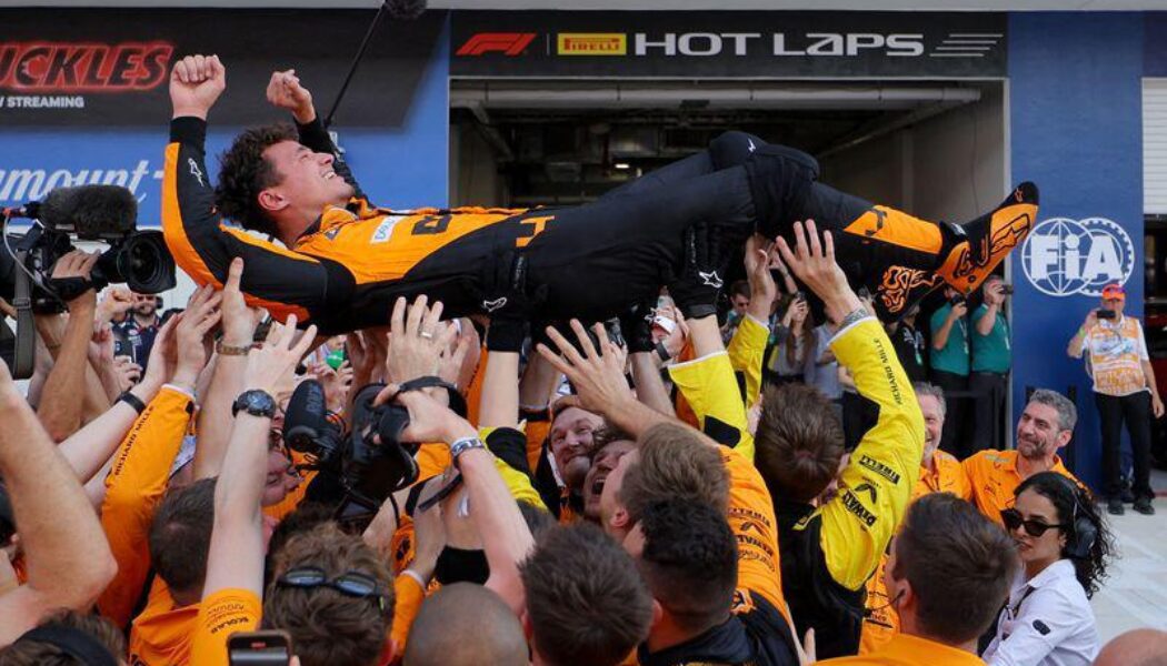 HIGHLIGHTS OF THE MIAMI GRAND PRIX 2024  (PHOTO – LANDO NORRIS IS CONGRATULATED BY HIS TEAM!)