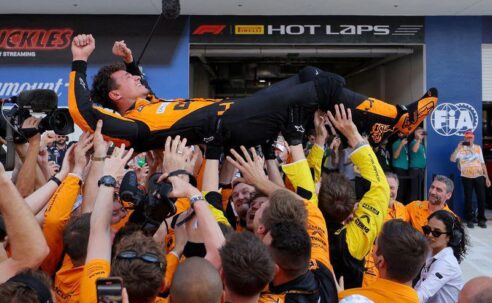 HIGHLIGHTS OF THE MIAMI GRAND PRIX 2024  (PHOTO – LANDO NORRIS IS CONGRATULATED BY HIS TEAM!)