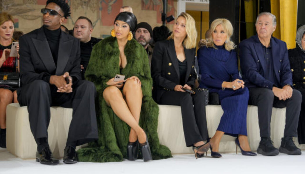 BRIGITTE MACRON SITS FROW AT BALMAIN DURING PARIS FASHION WEEK