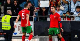 UEFA NATIONS LEAGUE : PORTUGAL VS SCOTLAND – 08/09/2024  (PHOTO – CRISTIANO RONALDO CELEBRATES)