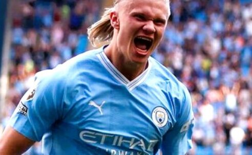 PREMIER LEAGUE 2023:  MANCHESTER CITY VS FULHAM – 02/09/2023 (PHOTO – ERLING HAALAND CELEBRATES HIS HAT-TRICK)