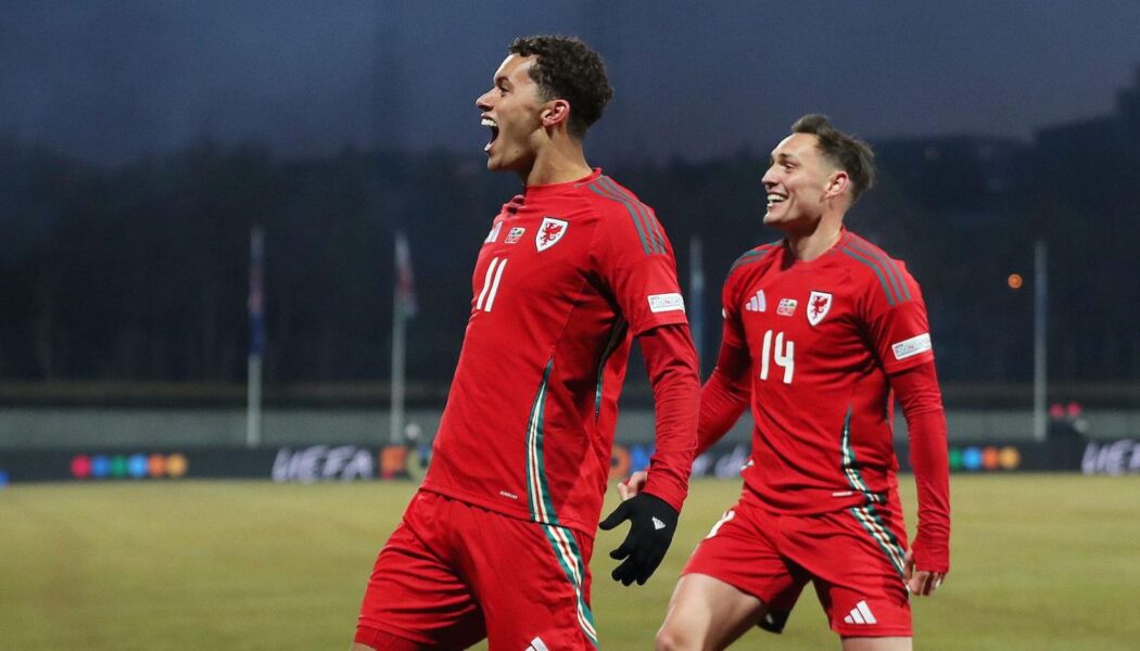 UEFA NATIONS LEAGUE : ICELAND VS WALES – 11/10/2024   (PHOTO – WALES’S BRENNAN JOHNSON CELEBRATES)