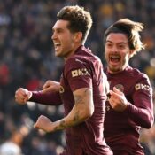 PREMIER LEAGUE : SUNDAY – 20/10/2024  (PHOTO – JOHN STONES AND JACK GREALISH CELEBRATE)