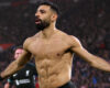 PREMIER LEAGUE : SUNDAY – 24/11/2024  (PHOTO – MO SALAH CELEBRATES SCORING A BRACE BY SHOWING OFF HIS CHISELLED ABS!)