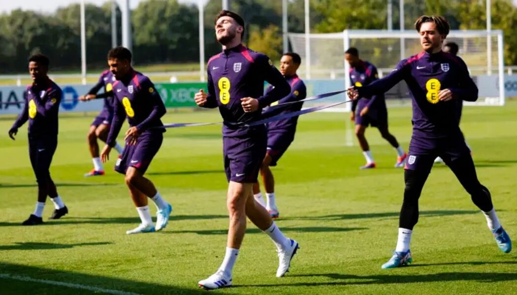 ENGLAND TRAIN FOR THE REPUBLIC OF IRELAND TIE ON SUNDAY