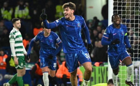 UEFA CONFERENCE LEAGUE : THURSDAY 19/12/2024  (PHOTO – MARC GUIU CELEBRATES SCORING A HAT-TRICK!)