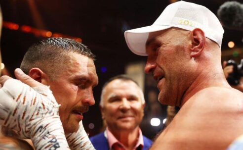 ANOTHER LOOK AT THE TYSON FURY VS OLEKSANDR USYK MATCH – 18/05/2024  (PHOTO – GAME RESPECTS GAME FOLLOWING THE FURY VS USYK MATCH LAST TIME)