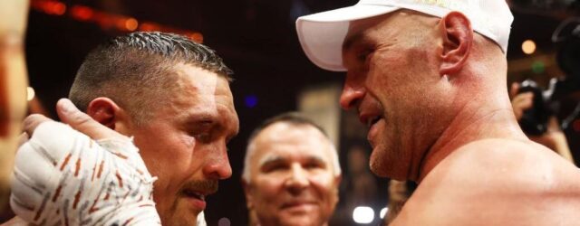 ANOTHER LOOK AT THE TYSON FURY VS OLEKSANDR USYK MATCH – 18/05/2024  (PHOTO – GAME RESPECTS GAME FOLLOWING THE FURY VS USYK MATCH LAST TIME)