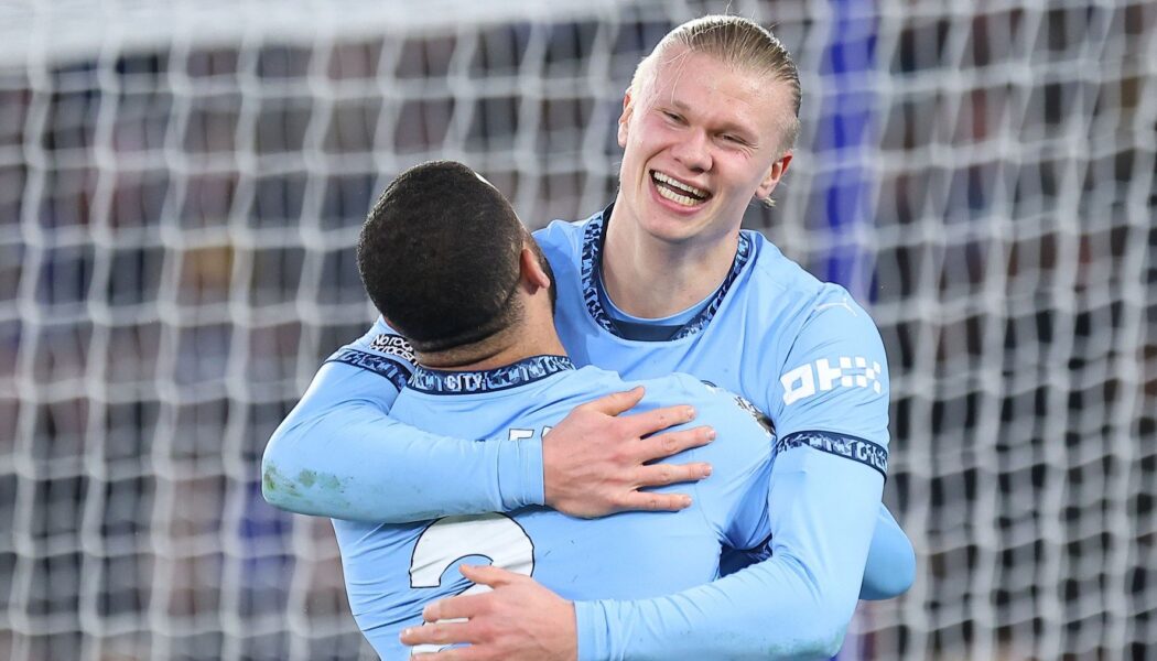 PREMIER LEAGUE : SUNDAY – 29/12/2024  (PHOTO – HAALAND AND WALKER CELEBRATE)