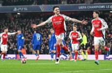 UEFA CHAMPIONS LEAGUE : WEDNESDAY – 22/01/2025  (PHOTO – DECLAN RICE CELEBRATES)