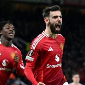 UEFA EUROPA LEAGUE : THURSDAY – 23/01/2025  (PHOTO – BRUNO FERNANDES CELEBRATES)