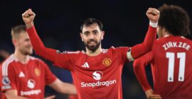 PREMIER LEAGUE :  SUNDAY – 16/03/2025  (PHOTO – BRUNO FERNANDES CELEBRATES)