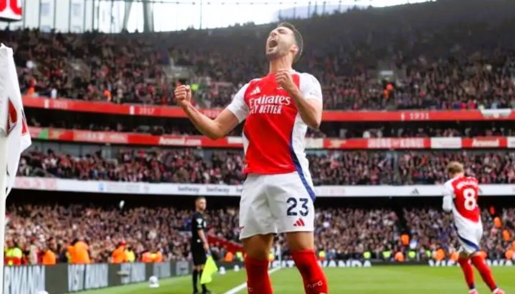 PREMIER LEAGUE :  SUNDAY – 16/03/2025  (PHOTO – MIKEL MERINO CELEBRATES)