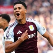 PREMIER LEAGUE : SATURDAY – 19/04/2025  (PHOTO – OLLIE WATKINS CELEBRATES)