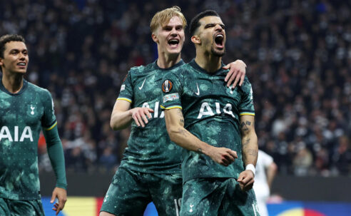 UEFA EUROPA LEAGUE : EINTRACHT FRANKFURT VS TOTTENHAM HOTSPUR – 17/04/2025  (PHOTO – DOMINIC SOLANKE CELEBRATES)