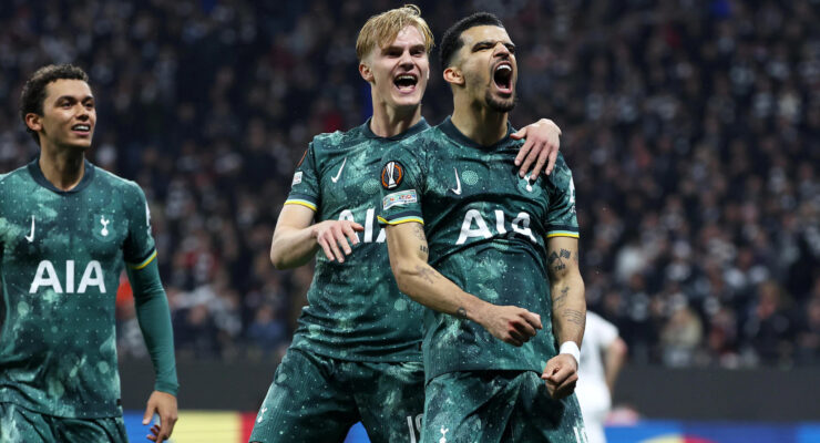UEFA EUROPA LEAGUE : EINTRACHT FRANKFURT VS TOTTENHAM HOTSPUR – 17/04/2025  (PHOTO – DOMINIC SOLANKE CELEBRATES)
