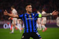 UEFA CHAMPIONS LEAGUE :  INTER MILAN VS BAYERN MUNICH – 16/04/2025  (PHOTO – LAUTARO MARTINEZ CELEBRATES)