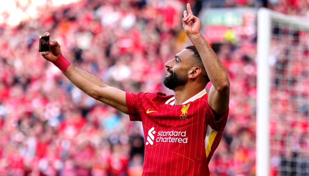 PREMIER LEAGUE : LIVERPOOL VS TOTTENHAM HOTSPUR – 27/04/2025  (PHOTO – MO SALAH CELEBRATES)