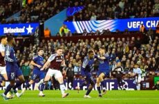 UEFA CHAMPIONS LEAGUE :  ASTON VILLA VS PSG – 15/04/2025  (PHOTO – JOHN MCGINN SCORES FOR ASTON VILLA)