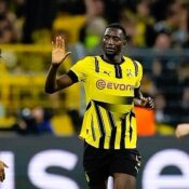 UEFA CHAMPIONS LEAGUE : BORUSSIA DORTMUND VS BARCELONA – 15/04/2025  (PHOTO –  SERHOU GUIRASSY CELEBRATES)