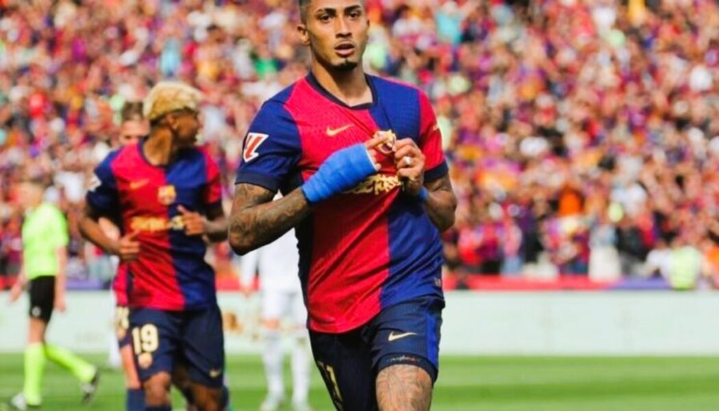 LA LIGA : BARCELONA VS REAL MADRID – 11/05/2025  (PHOTO – RAPHINHA CELEBRATES)