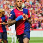 LA LIGA : BARCELONA VS REAL MADRID – 11/05/2025  (PHOTO – RAPHINHA CELEBRATES)