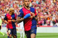 LA LIGA : BARCELONA VS REAL MADRID – 11/05/2025  (PHOTO – RAPHINHA CELEBRATES)