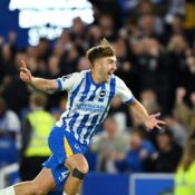 PREMIER LEAGUE : BRIGHTON AND HOVE ALBION VS LIVERPOOL – 19/05/2025   (PHOTO – JACK HINSHELWOOD CELEBRATES)