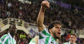 UEFA CONFERENCE LEAGUE SEMI-FINAL : FIORENTINA VS REAL BETIS – 08/05/2025  (PHOTO – ABDE EZZALZOULI CELEBRATES)