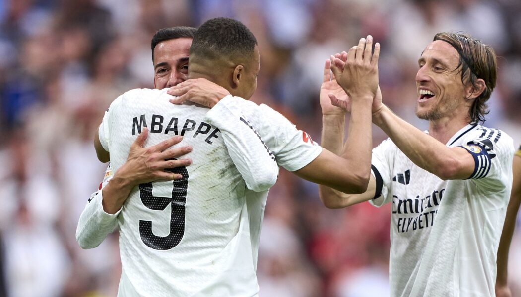 SPANISH LA LIGA : REAL MADRID VS REAL SOCIEDAD – 24/05/2025  (PHOTO – REAL MADRID AND MBAPPE CELEBRATE)