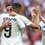 SPANISH LA LIGA : REAL MADRID VS REAL SOCIEDAD – 24/05/2025  (PHOTO – REAL MADRID AND MBAPPE CELEBRATE)