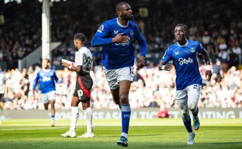 PREMIER LEAGUE : SATURDAY – 10/05/2025 (PHOTO – BETO CELEBRATES SCORING FOR EVERTON)