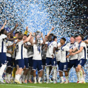 EUROPEAN UNDER 21 FINALS:  ENGLAND U21’s vs GERMANY U21’s – 27/06/2025 (PHOTO – ENGLAND LIFT THE TROPHY)