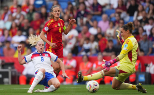 UEFA WOMEN’S NATIONS LEAGUE : SPAIN WOMEN VS ENGLAND WOMEN – 03/06/2025  (PHOTO – ALESSIA RUSSO SCORES FOR ENGLAND)