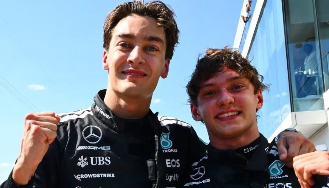GEORGE RUSSELL HAS WON THE CANADIAN GRAND PRIX 2025!  (PHOTO – MERCEDES’ GEORGE RUSSELL AND KIMI ANTONELLI CELEBRATE ON THE PODIUM)