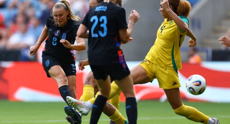 ENGLAND WOMEN VS JAMAICA WOMEN – INTERNATIONAL FRIENDLY – 29/06/2025  (PHOTO – GEORGIA STANWAY SCORES FOURTH GOAL FOR THE LIONESSES)