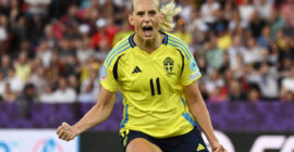 UEFA WOMEN’S EUROS 2025 : SATURDAY – 12/07/2025  (PHOTO – STINA BLACKSTENIUS CELEBRATES)