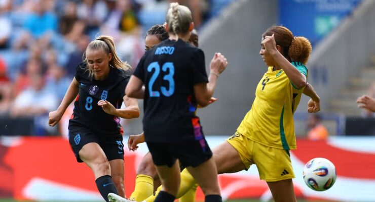 ENGLAND WOMEN VS JAMAICA WOMEN – INTERNATIONAL FRIENDLY – 29/06/2025  (PHOTO – GEORGIA STANWAY SCORES FOURTH GOAL FOR THE LIONESSES)