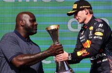 Highlights Of The U.S. Grand Prix 2021….!  (Photo – U.S. Basketball Player Shaquille O’Neal Presents Max With His Trophy)