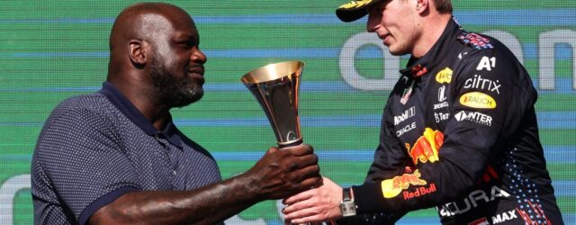 Highlights Of The U.S. Grand Prix 2021….!  (Photo – U.S. Basketball Player Shaquille O’Neal Presents Max With His Trophy)